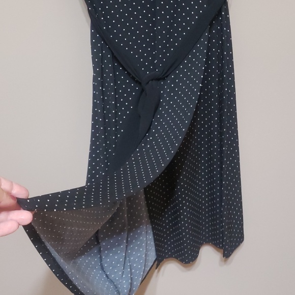 Black with white polka dot wrap dress, size M - Picture 5 of 8